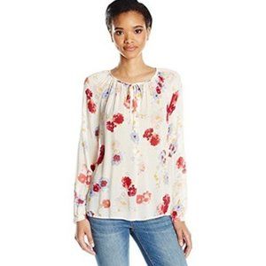 Lucky Brand Womens Floral Peasant Long Sleeve Top